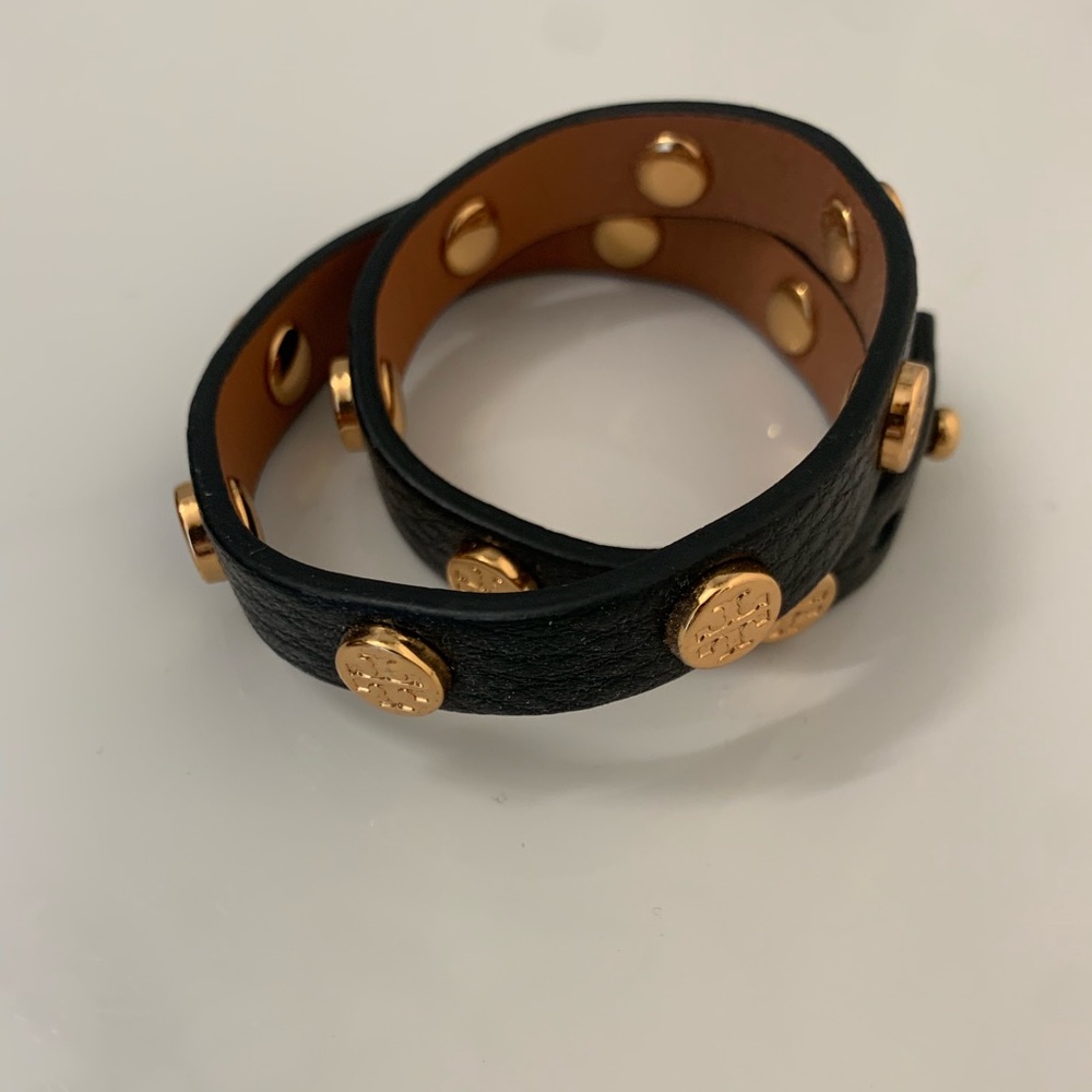Tory Burch double wrap logo stud bracelet